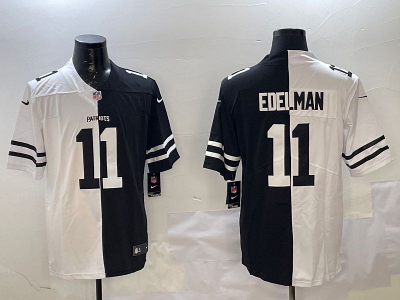 Men New England Patriots #11 Edelman White Black Fashion 2025 Nike Limited NFL Jersey style 1->green bay packers->NFL Jersey
